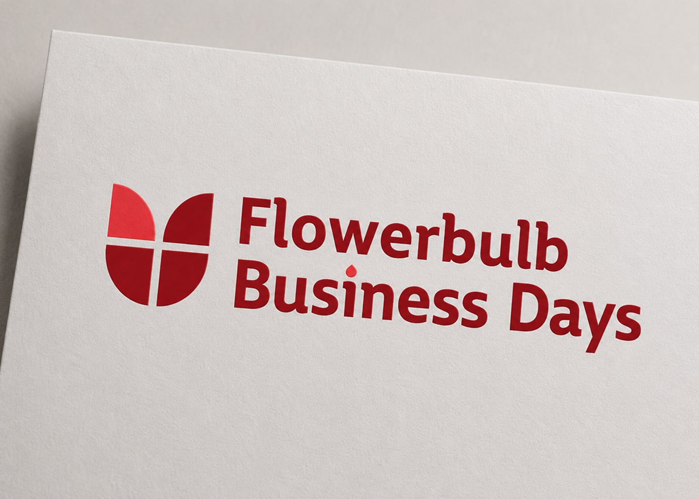 Het nieuwe logo van Flowerbulb Business Days gedrukt op briefpapier